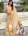 Chickoo Organza Paithani Zari Woven Saree
