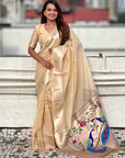 Chickoo Organza Paithani Zari Woven Saree