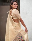 Chickoo Organza Paithani Zari Woven Saree