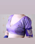 Violet Soft Silk Dusty Concept Floral Zari Woven Saree