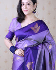 Violet Soft Silk Dusty Concept Floral Zari Woven Saree