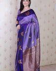 Violet Soft Silk Dusty Concept Floral Zari Woven Saree