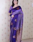 Violet Soft Silk Dusty Concept Floral Zari Woven Saree