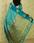 Blue Soft Silk Dusty Concept Floral Zari Woven Saree