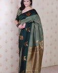 Grey Soft Silk Dusty Concept Floral Zari Woven Saree