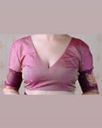 Coral Pink Soft Silk Dusty Concept Floral Zari Woven Saree