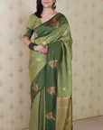 Green Soft Silk Dusty Concept Floral Zari Woven Saree