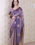 Lavender Soft Silk Dusty Concept Floral Zari Woven Saree