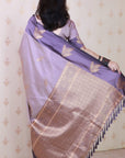 Lavender Soft Silk Dusty Concept Floral Zari Woven Saree