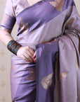 Lavender Soft Silk Dusty Concept Floral Zari Woven Saree
