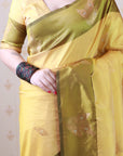 Yellow Soft Silk Dusty Concept Floral Zari Woven Saree