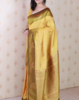 Yellow Soft Silk Dusty Concept Floral Zari Woven Saree