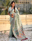 Sky Blue Baluchari Silk Zari Woven Saree