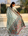 Sky Blue Baluchari Silk Zari Woven Saree