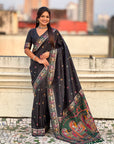Black Baluchari Silk Zari Woven Saree