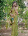 Mehendi Green Zari Woven Ganpati God Paithani Silk Saree