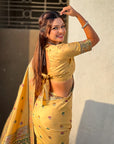Light Yellow Baluchari Silk Zari Woven Saree