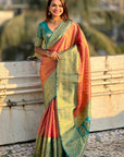 Pink Pure Tissue Zari Woven Saree with Contrast Weaves