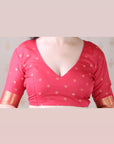 Red Soft Silk Meenakari Zari Woven Saree with Temple Border