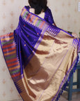 Violet Soft Silk Meenakari Zari Woven Saree with Temple Border