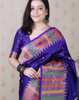 Violet Soft Silk Meenakari Zari Woven Saree with Temple Border