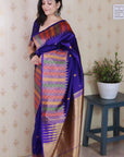 Violet Soft Silk Meenakari Zari Woven Saree with Temple Border