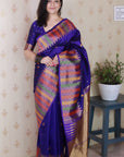 Violet Soft Silk Meenakari Zari Woven Saree with Temple Border