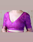Purple Soft Silk Meenakari Zari Woven Saree with Temple Border