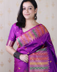 Purple Soft Silk Meenakari Zari Woven Saree with Temple Border