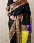 Black Soft Silk Banarasi Multicolor Pallu Zari Woven Saree