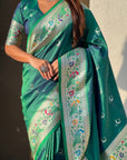 Green Chandrakor Paithani Silk Banarasi Zari Woven Saree