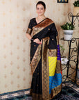 Black Soft Silk Banarasi Multicolor Pallu Zari Woven Saree
