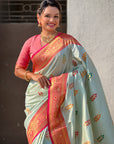 Sky Blue Soft Silk Saree with Flower Butta Meenakari Zari Woven Saree