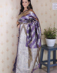 Lavender Soft Silk Banarasi Jaal Meenakari Zari Woven Saree