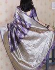 Lavender Soft Silk Banarasi Jaal Meenakari Zari Woven Saree