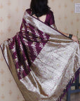 Wine Soft Silk Banarasi Jaal Meenakari Zari Woven Saree