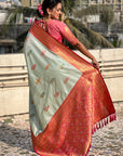 Sky Blue Soft Silk Saree with Flower Butta Meenakari Zari Woven Saree