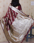 Maroon Soft Silk Banarasi Jaal Meenakari Zari Woven Saree