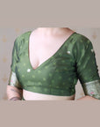 Mehendi Green Soft Silk Banarasi Jaal Meenakari Zari Woven Saree