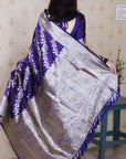 Violet Soft Silk Banarasi Jaal Meenakari Zari Woven Saree