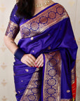 Violet Soft Silk Banarasi Multicolor Pallu Zari Woven Saree