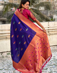 Violet Soft Silk Saree with Flower Butta Meenakari Zari Woven Saree