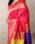 Pink Soft Silk Banarasi Multicolor Pallu Zari Woven Saree