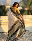 Cream Soft Silk Traditional Zari Contrast Woven Saree
