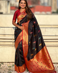 Black Soft Silk Saree with Flower Butta Meenakari Zari Woven Saree