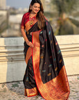 Black Soft Silk Saree with Flower Butta Meenakari Zari Woven Saree