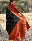 Black Soft Silk Saree with Flower Butta Meenakari Zari Woven Saree