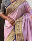 Lavender Soft Silk Saree with Flower Butta Meenakari Zari Woven Saree