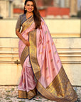 Lavender Soft Silk Saree with Flower Butta Meenakari Zari Woven Saree