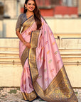 Lavender Soft Silk Saree with Flower Butta Meenakari Zari Woven Saree